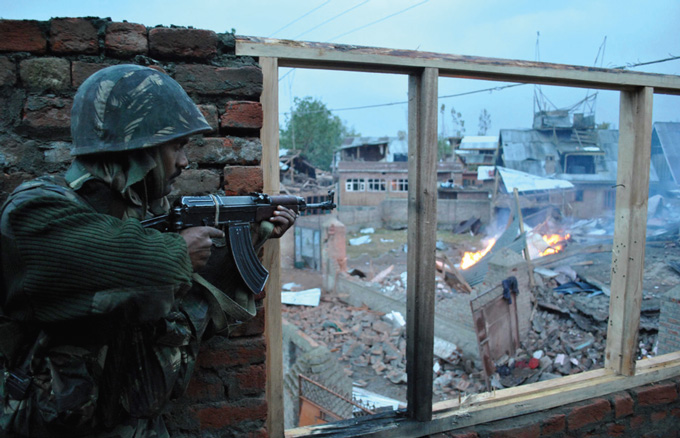 On high alert A soldier in an encounter in Srinagar