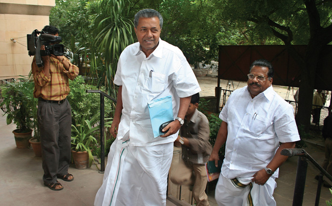 Daggers drawn Kerala CPM secretary Pinarayi Vijayan with EP Jayarajan in New Delhi