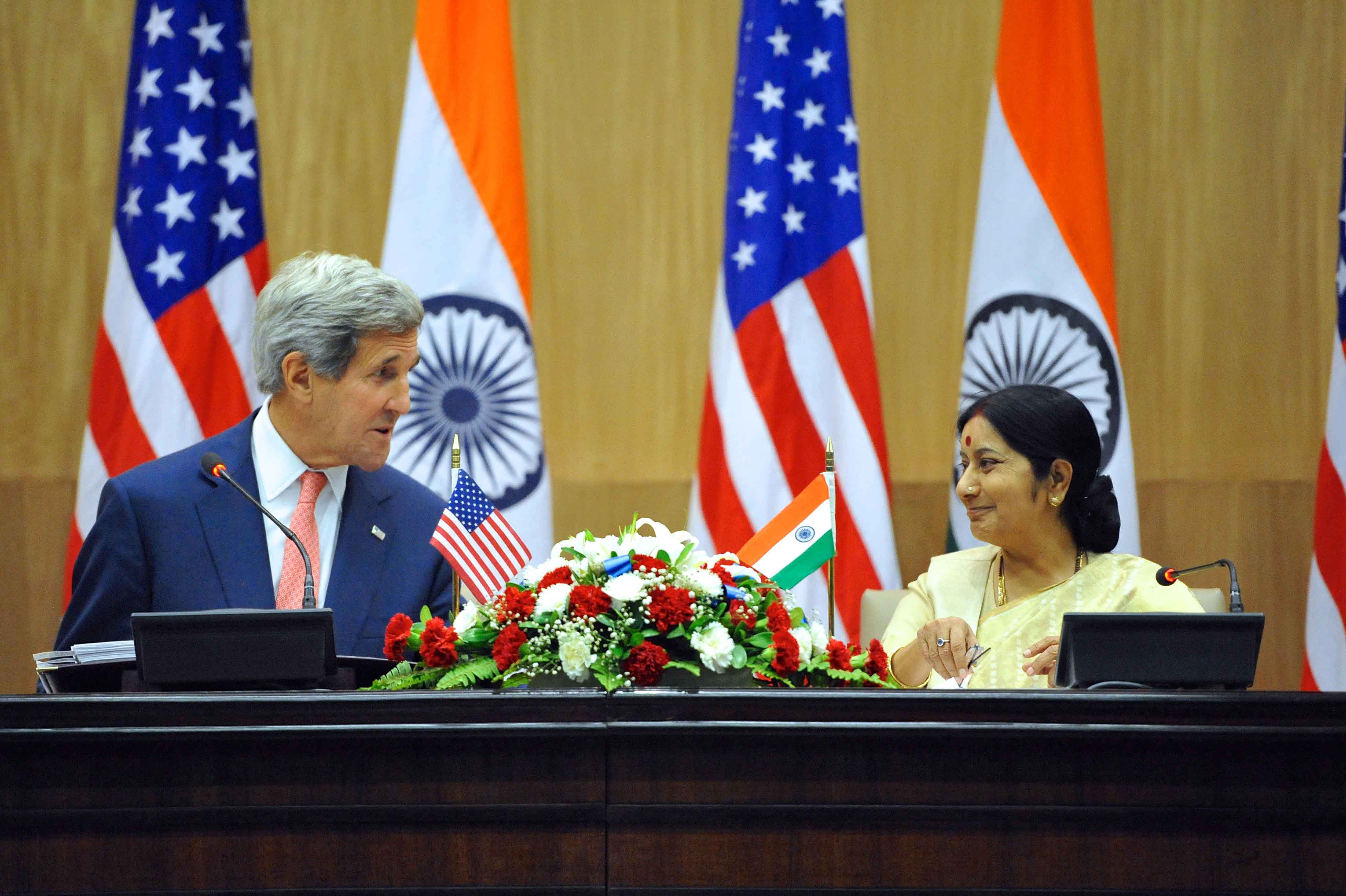 John Kerry and Sushma Swaraj